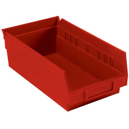 GLOBAL INDUSTRIAL Nestable Shelf Storage Bin, Plastic, 6-5/8 in W x 11-5/8 in D x 4 in H, Red 184838RD